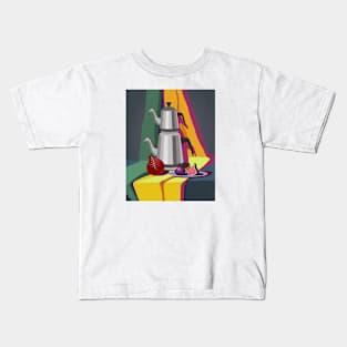 Colored still life with Turkish teapot and fruits Kids T-Shirt